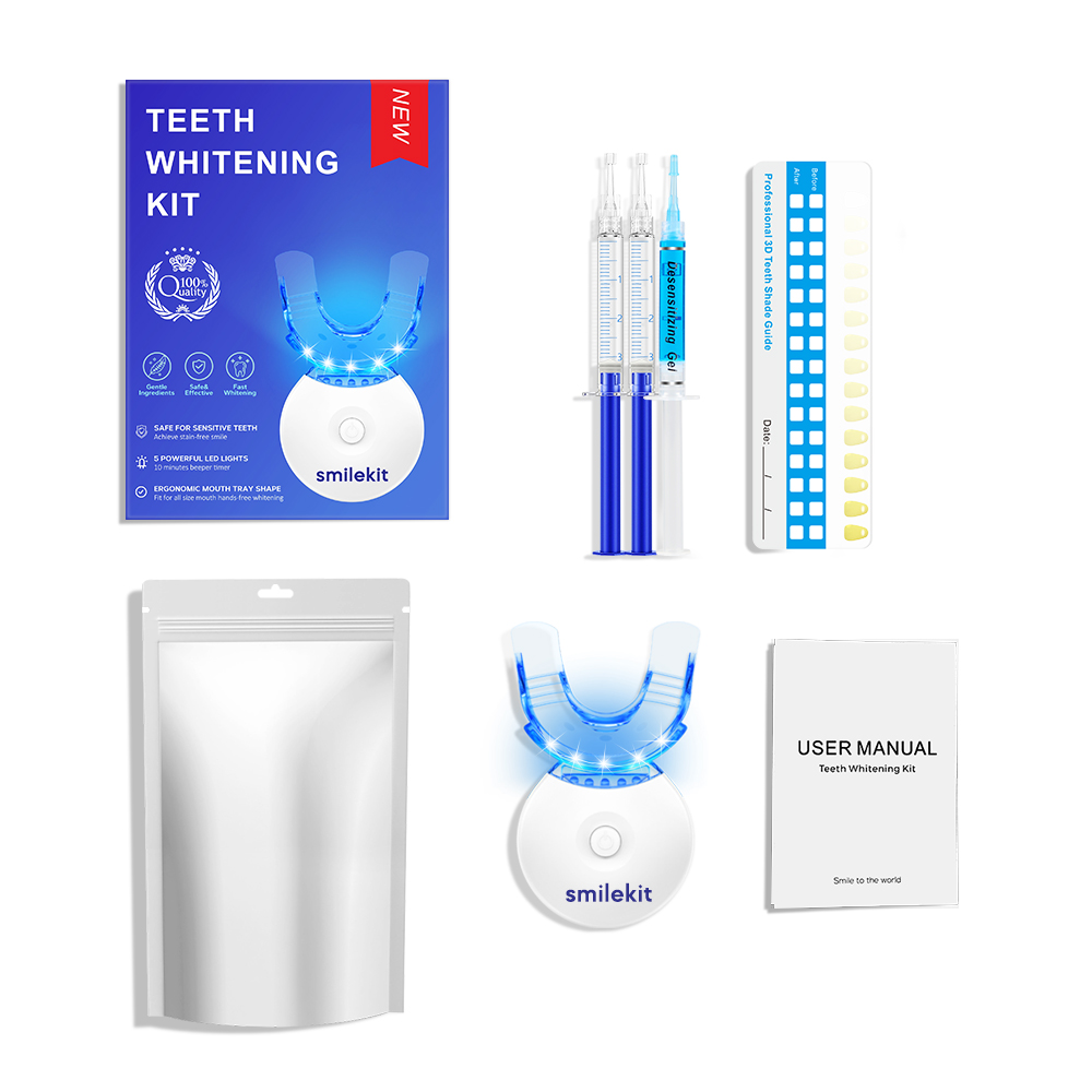 Teeth Whitening Q&M - Zahnaufhellungs-Set – 5 x LED-Licht-Zahnaufheller mit