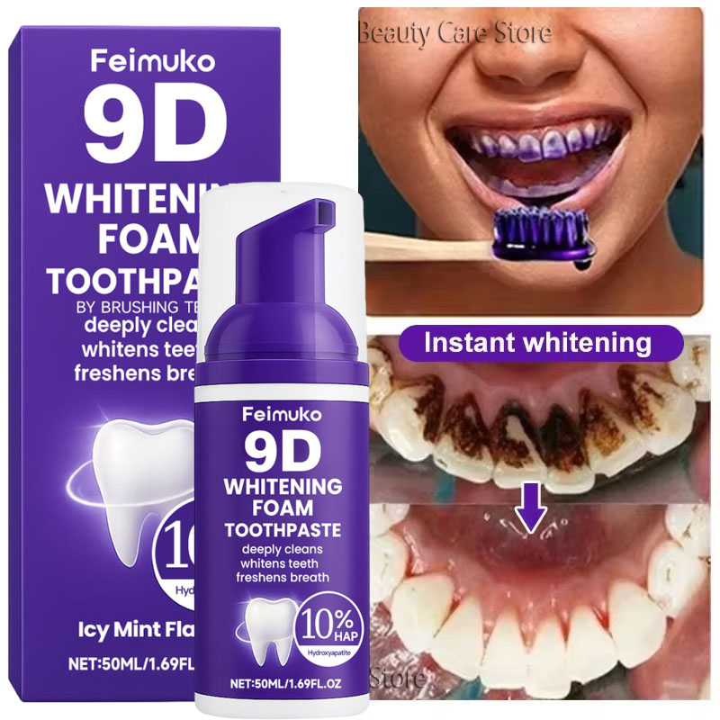 Teeth Whitening Yellow Teeth - 9D Lila Zahnaufhellungs-Zahnpasta Mousse Intensiver Fleckenentferner