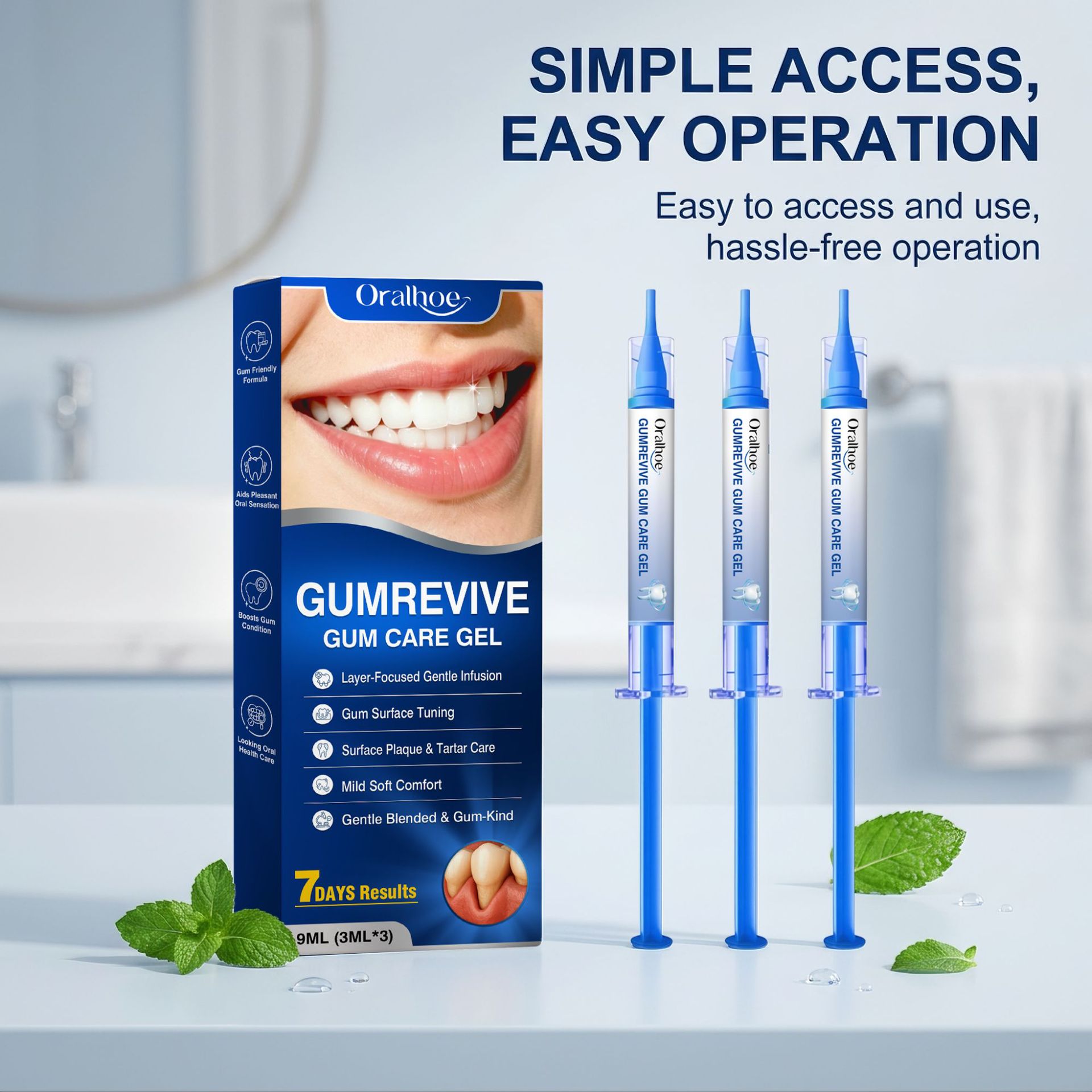 Teeth Whitening Q&M - Mundpflege-Gel 3-teiliges Zahnfleisch-Reinigungsspritzen-Set, Sanftes Zahn- und