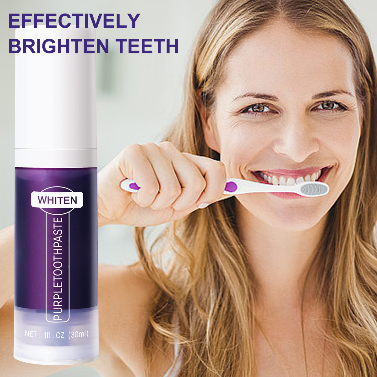 Lila Zahnpasta-Farbkorrekturse – Teeth Whitening Yellow Teeth Bewertung und Preis